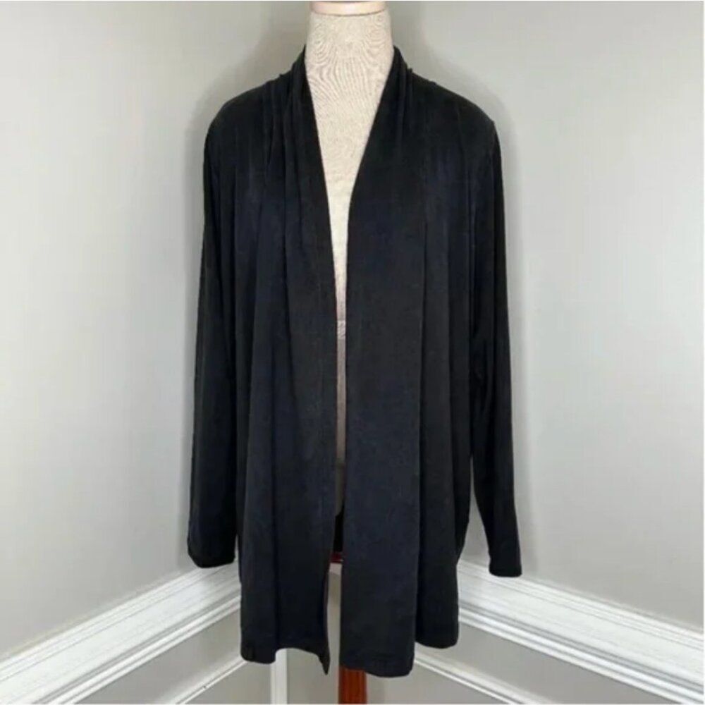 L.L. Bean Black Fly Away Open Front Drape Cardigan Size 1X